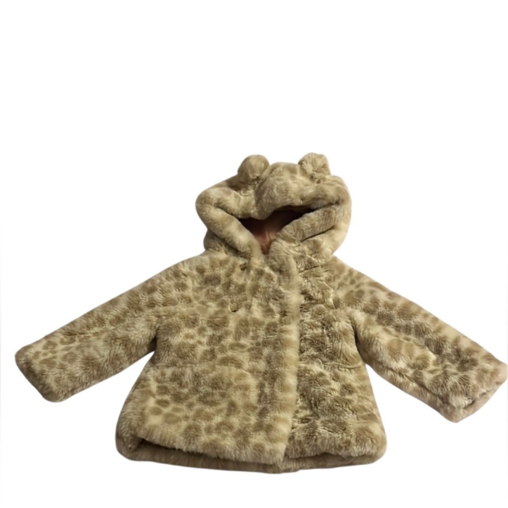 Catherine Malandrino Kids Pea Coat Cream Mini FauxFur 3-6 Month Hooded Girls EUC